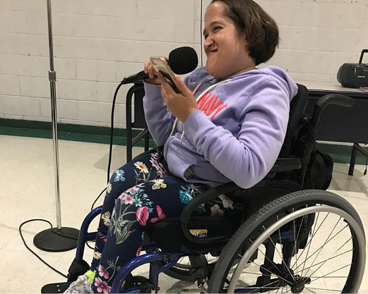 Woman in Wheelchair Singing